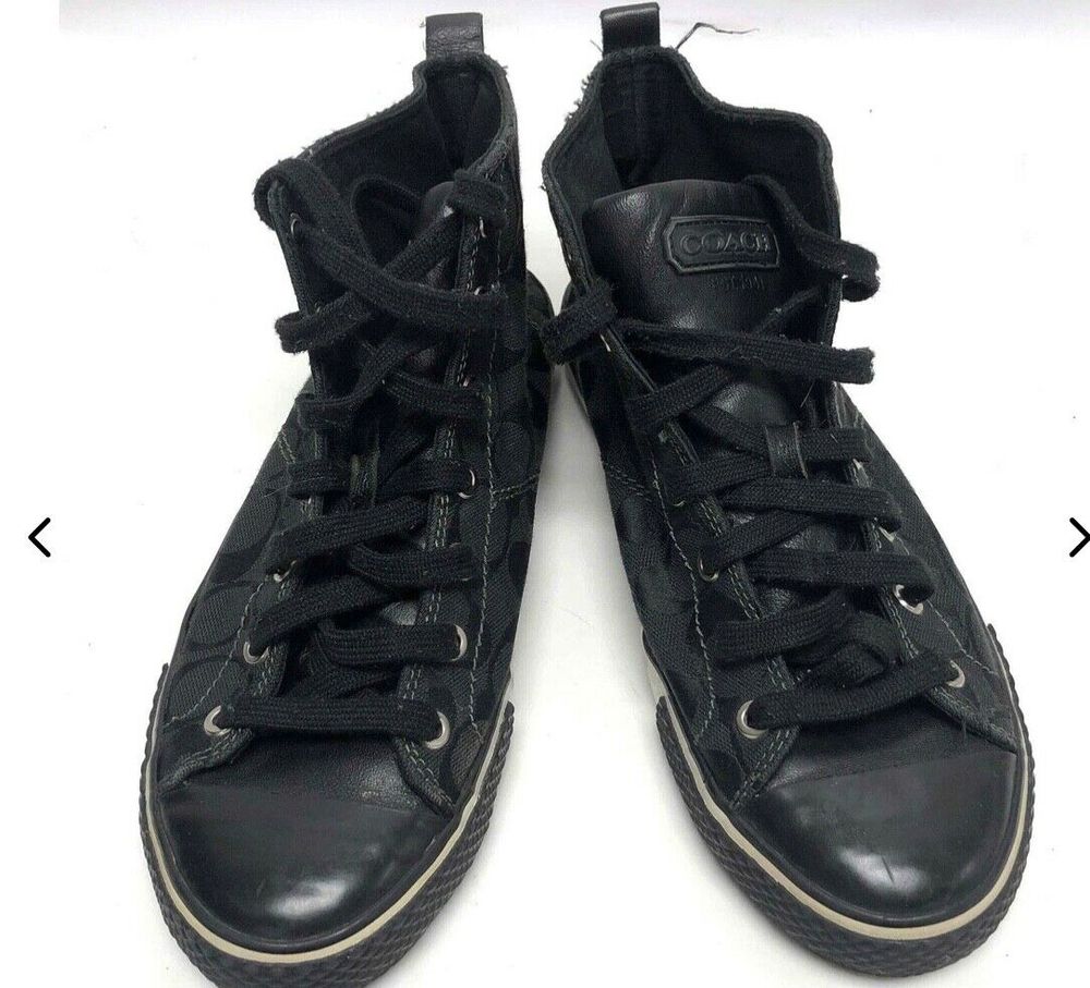 Coach Franca Black Signature C Canvas High Top Sneakers Size 9B